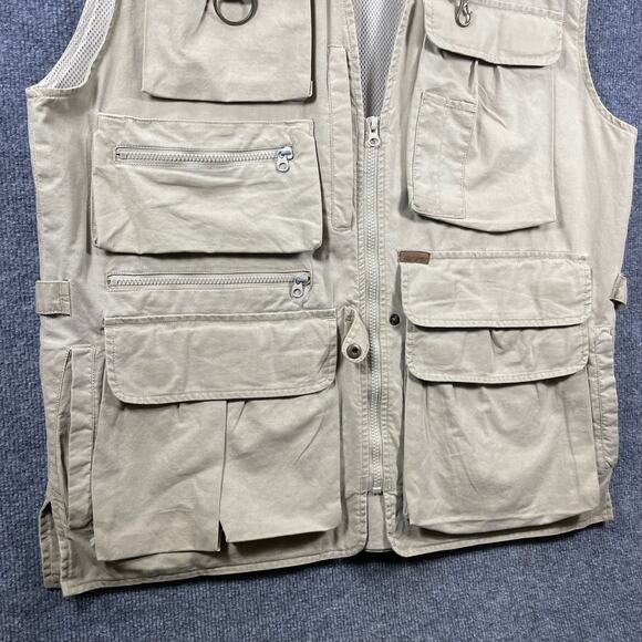 Woolrich Fishing/Hunting Vest Men's Large Beige Utility Outdoors Zip Pockets - Picture 3 of 12